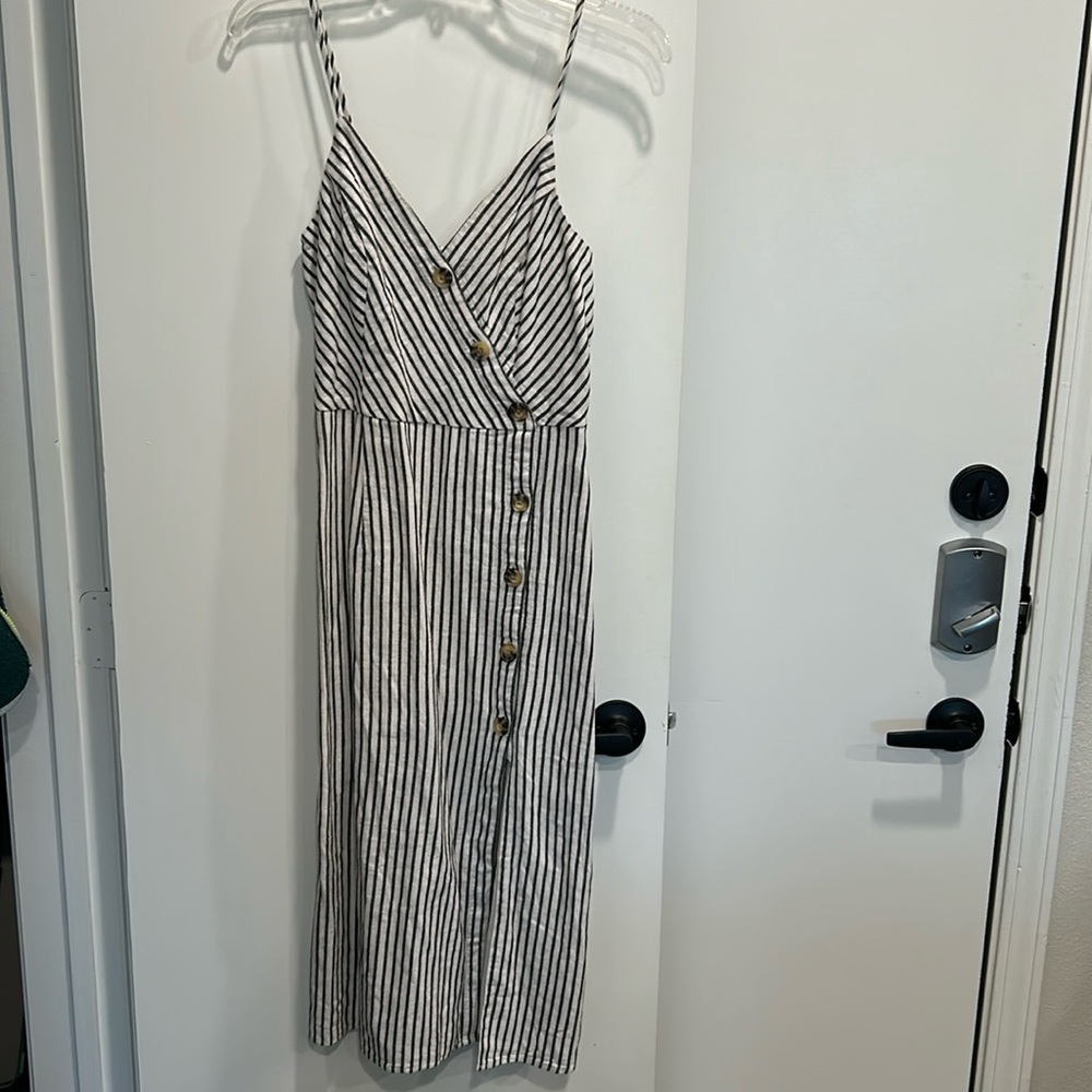 Abercrombie linen striped midi dress